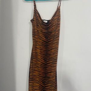 tiger print below the knee dress